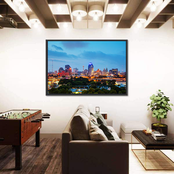 San Antonio Evening Cityscape In Texas Canvas Wall Art