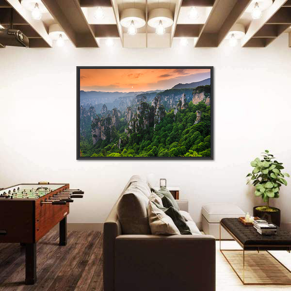 Zhangjiajie National Forest Park At Sunset In China Canvas Wall Art