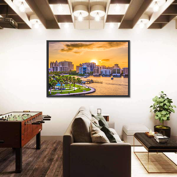 Sarasota Downtown Skyline at Golden Hour Canvas Wall Art