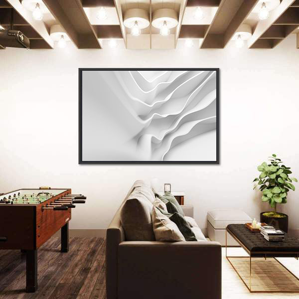 White Architectural Abstract with Layered Forms Canvas Wall Art