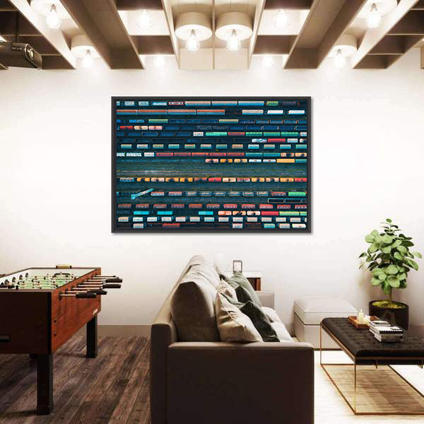 Cargo Trains Close Up Canvas Wall Art