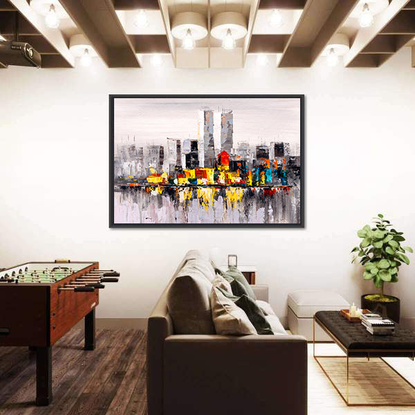 Abstract New York City Skyline with Reflection Canvas Wall Art