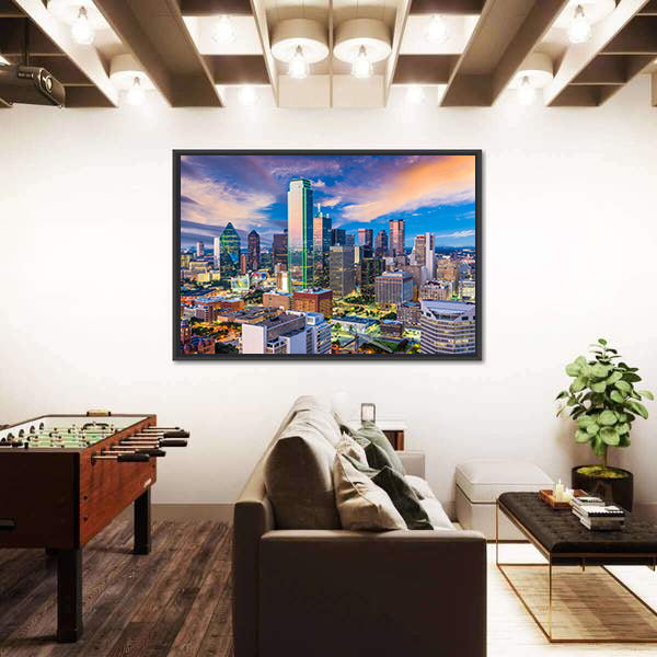 Dallas Skyline at Twilight Canvas Wall Art
