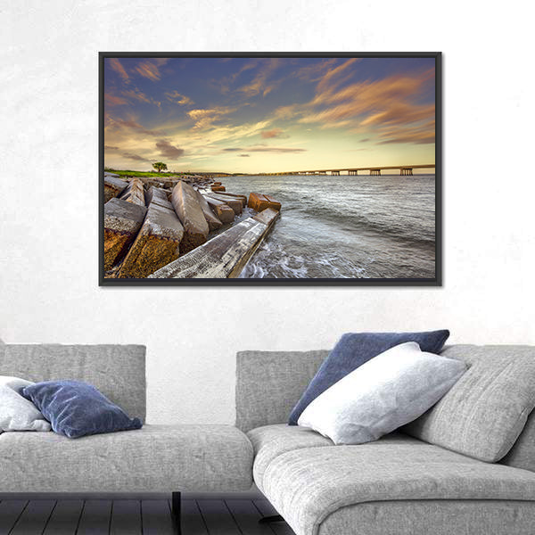 Two Bridges Between Amelia Island and Big Talbot Island Canvas Wall Art