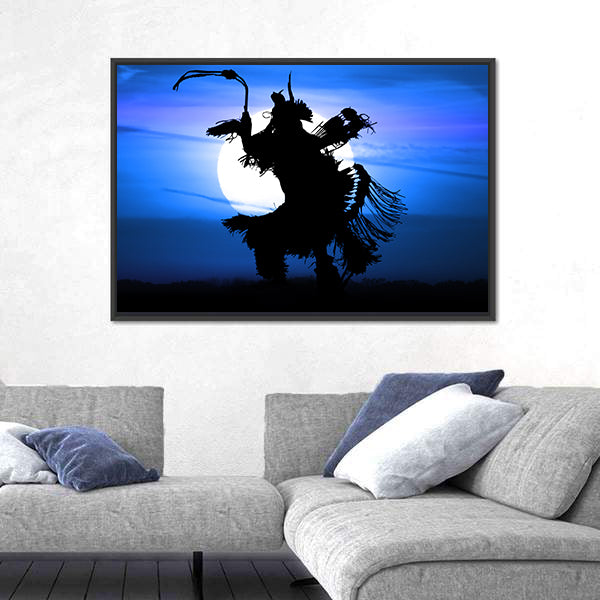 Native American Dancer Silhouette Canvas Wall Art