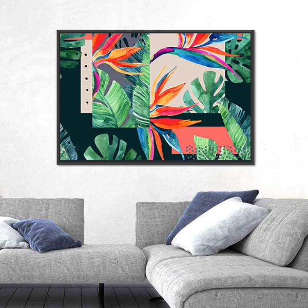Watercolor Exotic Flowers Canvas Wall Art