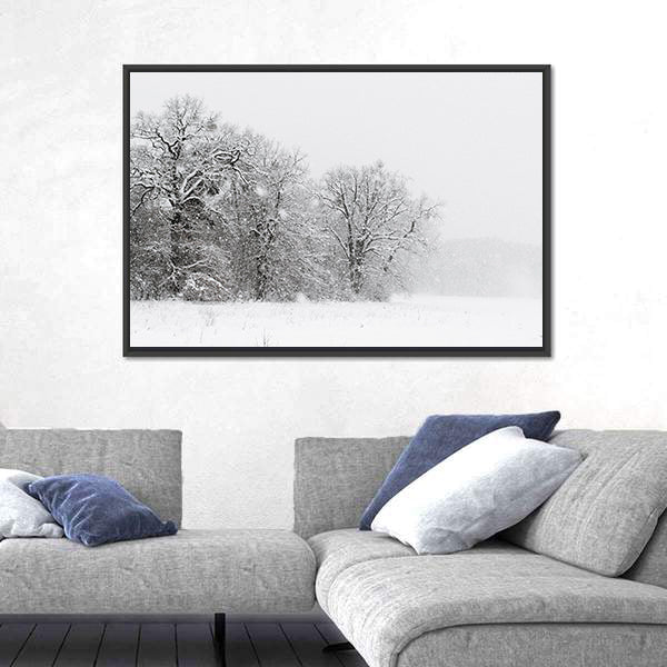 Minimalist Snowy Trees Canvas Wall Art
