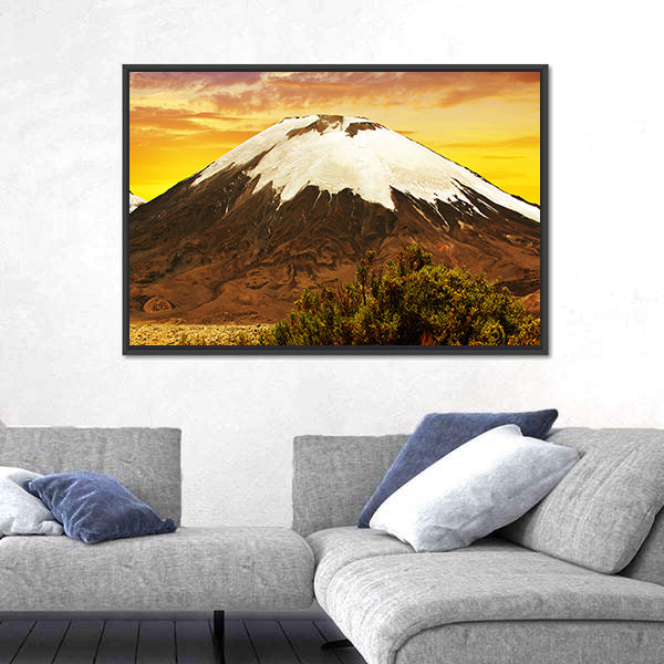 Volcano Parinacota At Sunset In Chile Canvas Wall Art