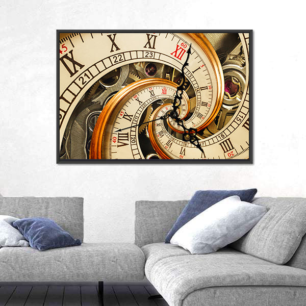 Surreal Antique Old Clock Abstract Canvas Wall Art