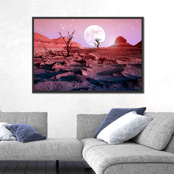 Lonely Dry Trees In Desert Canvas Wall Art