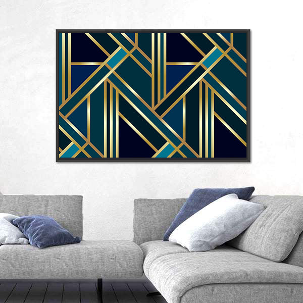 Golden Geometric Pattern Canvas Wall Art