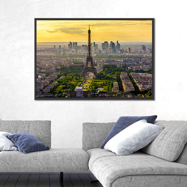 Eiffel Tower at Sunset, Paris Skyline Canvas Wall Art