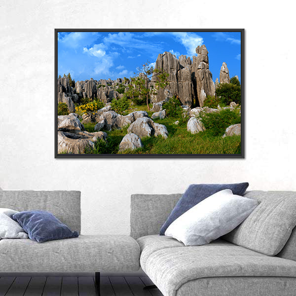 Stone Forest In Yunnan China Canvas Wall Art