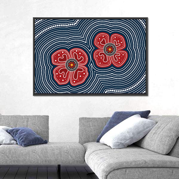 Dotted Red Poppy Flowers Canvas Wall Art
