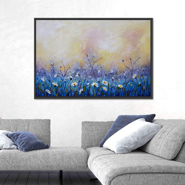 Abstract Daisy Meadow at Dawn Canvas Wall Art