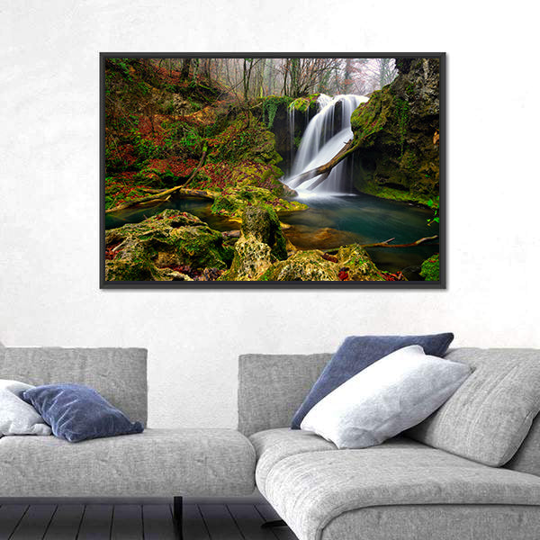 Waterfall In The Forest Canvas Wall Art