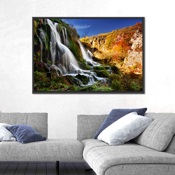 Waterfall In Plitvice Lakes National Park Canvas Wall Art