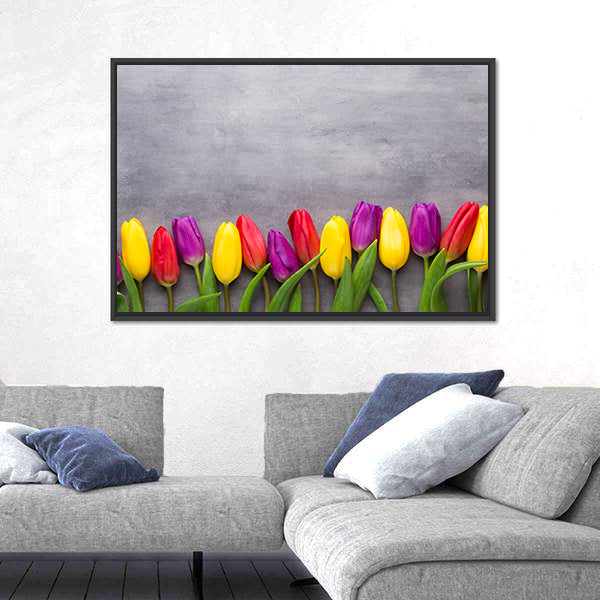 Multicolored Spring Flowers Tulips Canvas Wall Art