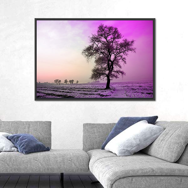Winter Landscape In Morning Canvas Wall Art
