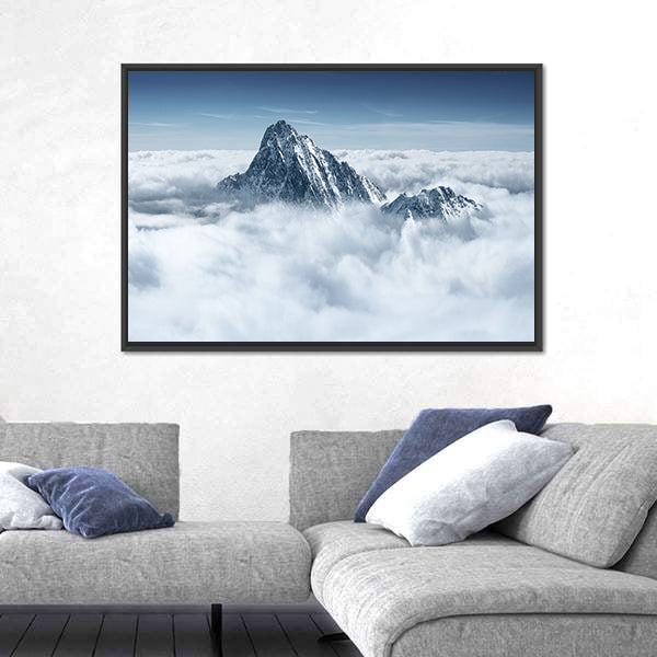 Alpine Mountain In The Clouds Canvas Wall Art