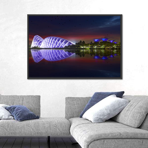 Singapore Gardens By The Bay At Night Canvas Wall Art