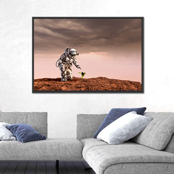 Astronaut on Rust-red Planet Canvas Wall Art