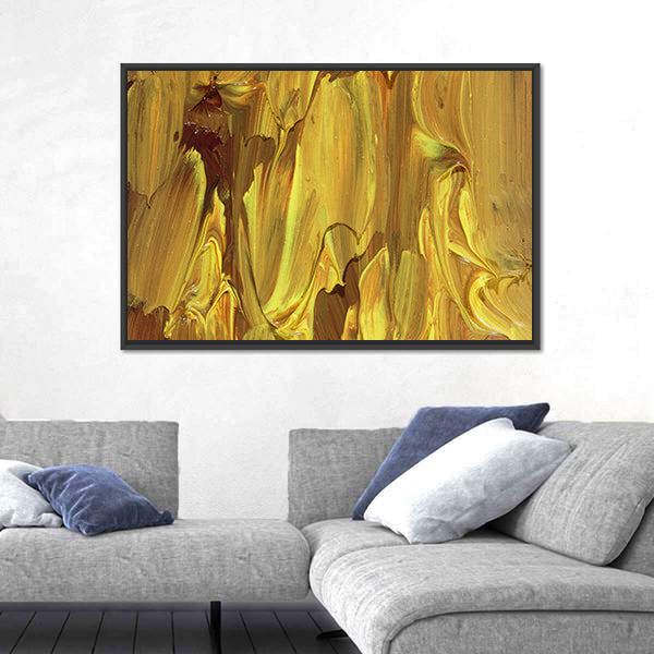 Gold Brushstrokes Abstract Canvas Wall Art