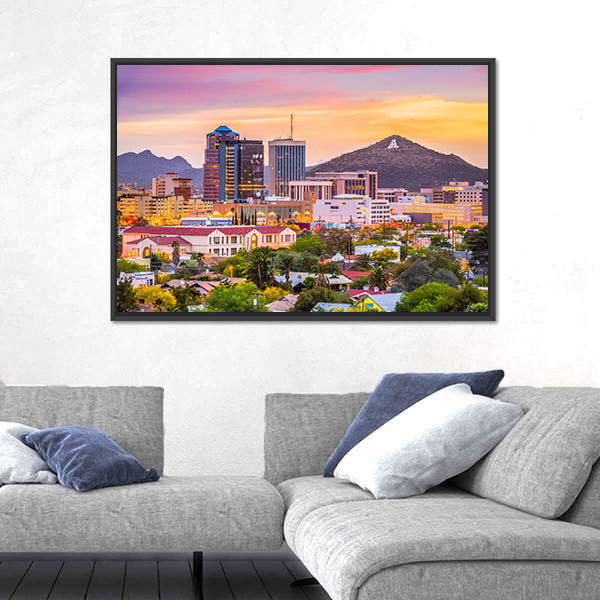 Tucson Skyline In Arizona Canvas Wall Art
