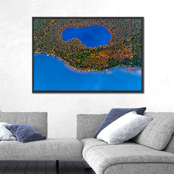 Two Lakes In Lithuanian Forest Canvas Wall Art