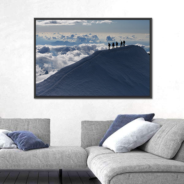 Climbers On Mountain Top Canvas Wall Art