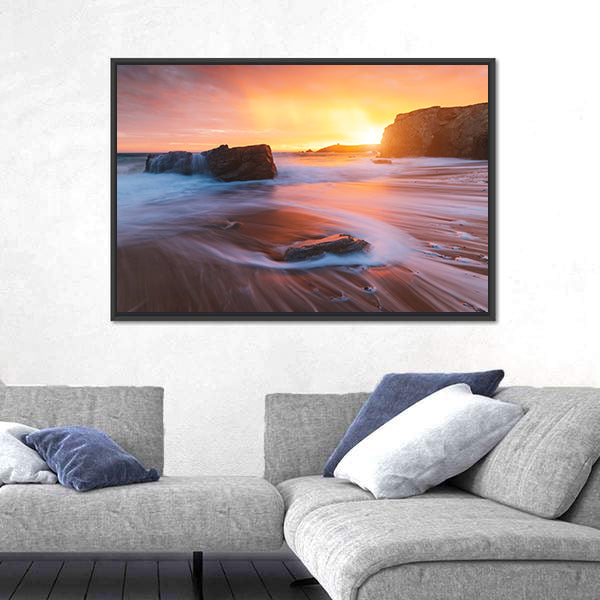 Quiberon Coastline at Sunset Canvas Wall Art