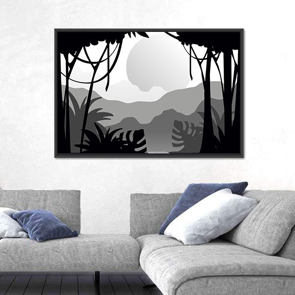Tropical Forest Silhouette Canvas Wall Art
