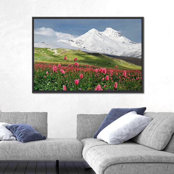 Blooming Flowers in Alpine Meadow Canvas Wall Art