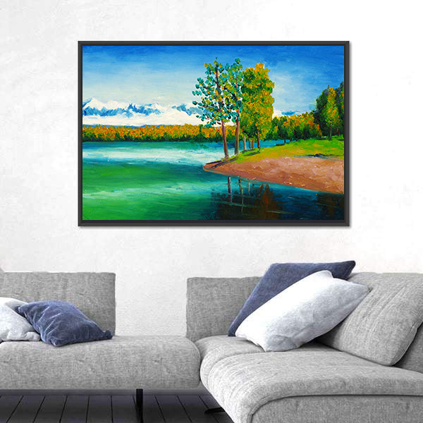 Peaceful Mountain Lake Canvas Wall Art