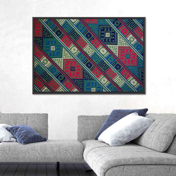 Texture Of Hand Woven Textile From Bhutan Canvas Wall Art