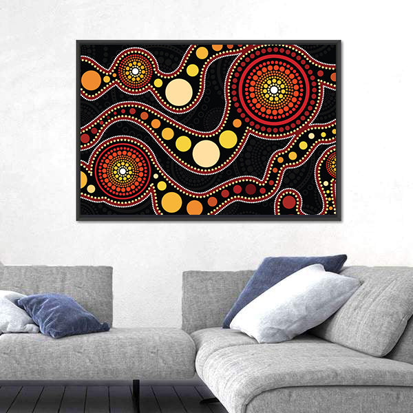 Connection Concept Aboriginal Dot Painting Canvas Wall Art
