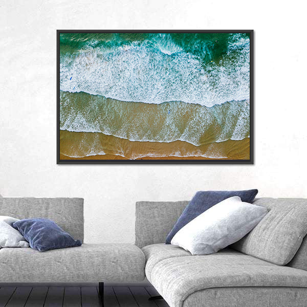 Sandy Beach Shore In Portugal Canvas Wall Art