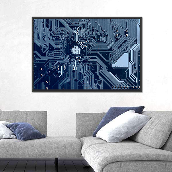 Blue Circuit Board Canvas Wall Art
