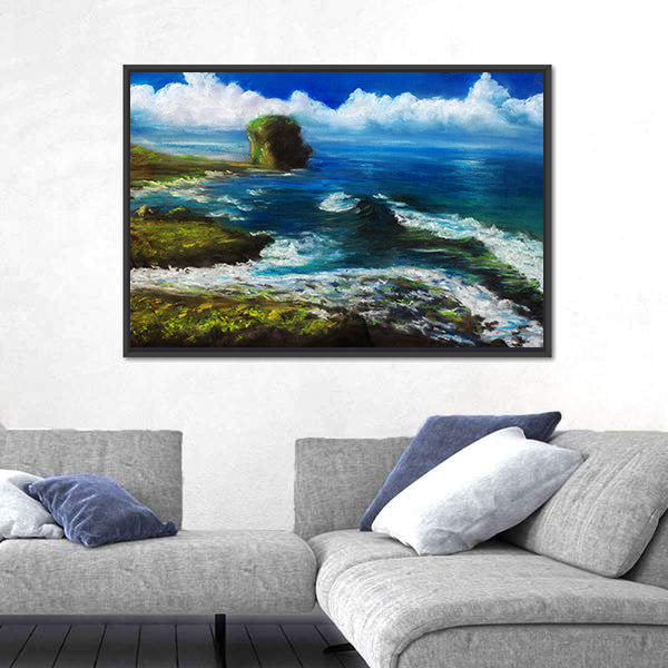 Coastal Landscape with Sea Stack Canvas Wall Art