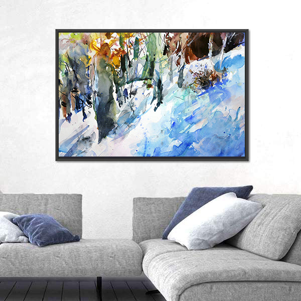 Watercolor Winter Forest Canvas Wall Art