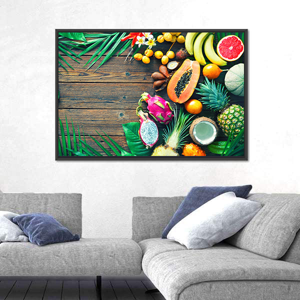 Tropical Fruit Assortment Canvas Wall Art