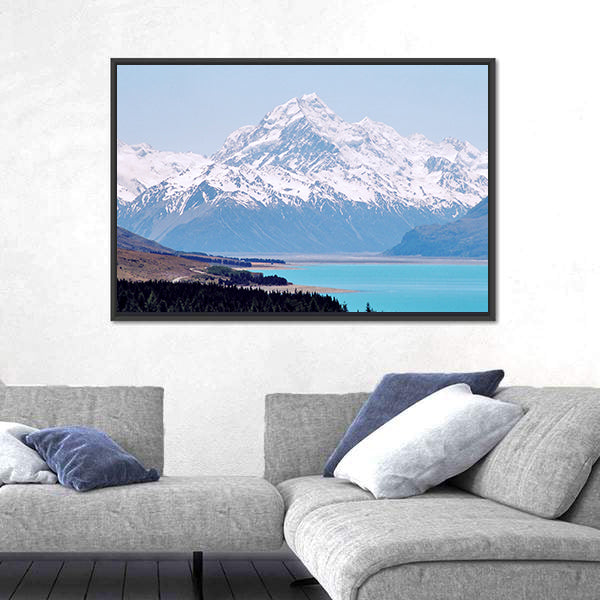 Mount Cook And Lake Pukaki In New Zealand Canvas Wall Art