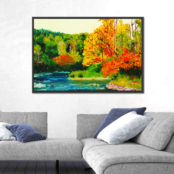 Maple River in Autumn Canvas Wall Art