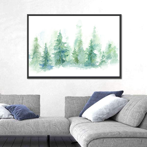 Foggy Winter Forest Canvas Wall Art