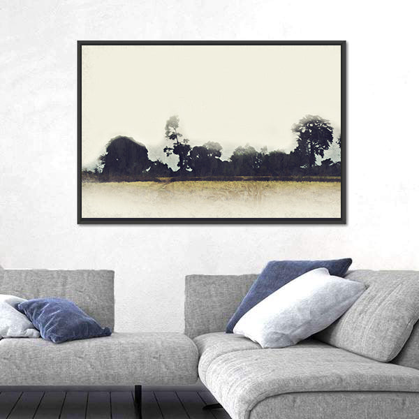 Tree And Field Abstract Canvas Wall Art