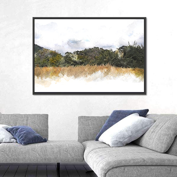 Watercolor Mountain Silhouette Canvas Wall Art