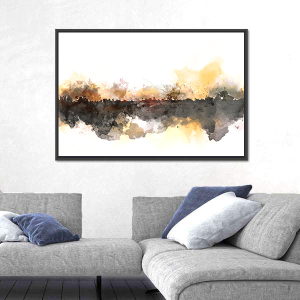 Sunlit Misty Forest Watercolor Canvas Wall Art