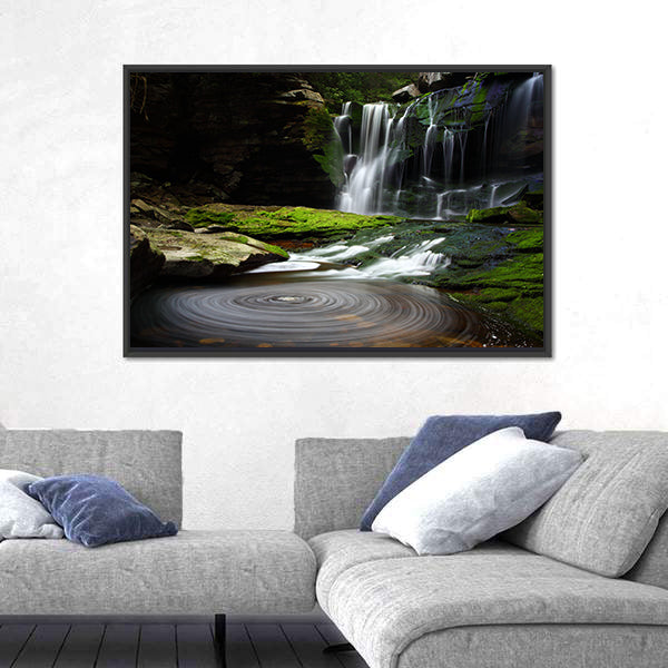 Waterfall Landscape With Rippling Pond Canvas Wall Art