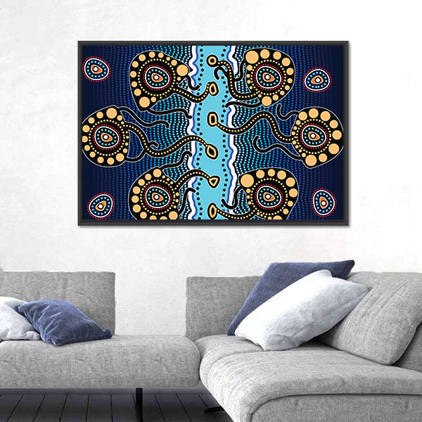 Aboriginal Jellyfish Artwork Canvas Wall Art