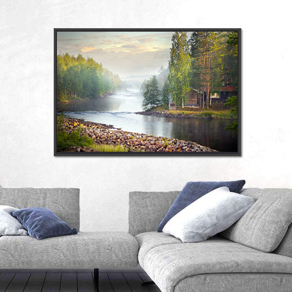 Mystic River In The Morning Canvas Wall Art